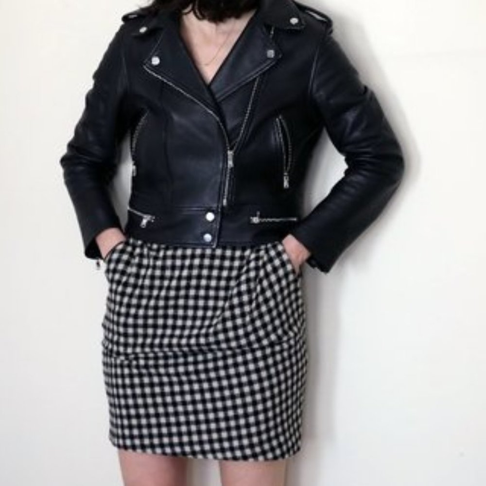 Steven Alan checked wool mini skirt